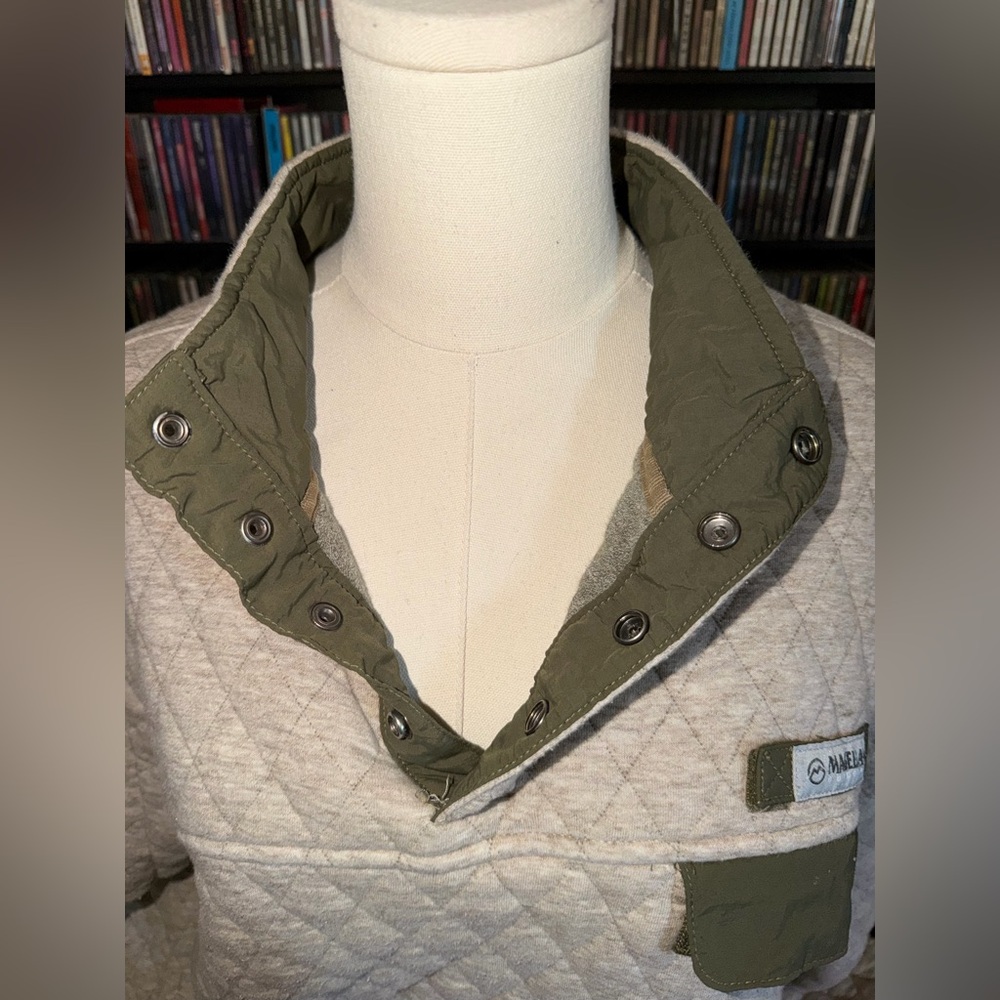 Magellan Outdoors Olive and Heather Gray Quilted Jacket Boho Festival Cozy M - Picture 3 of 5